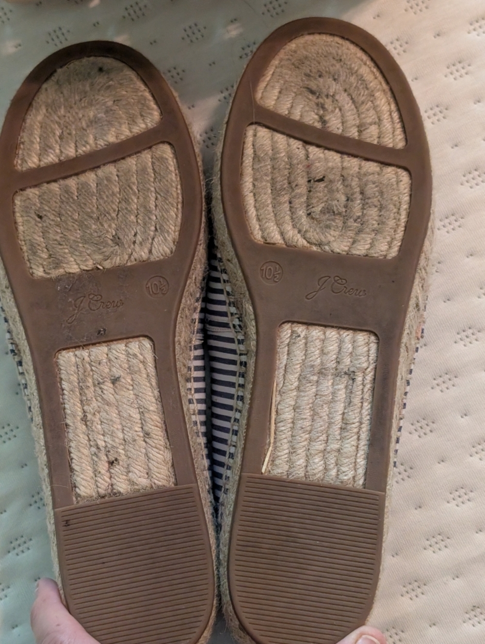 JCrew Striped Navy and White Espadrille Flats - Women 10.5 - Picture 5 of 8